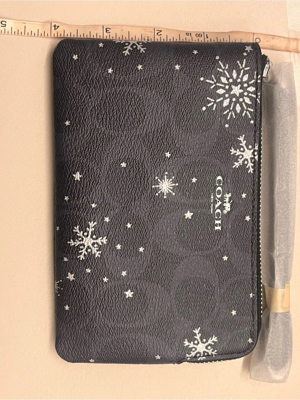Coach Black Snowflake Zip Wristlet - Coach